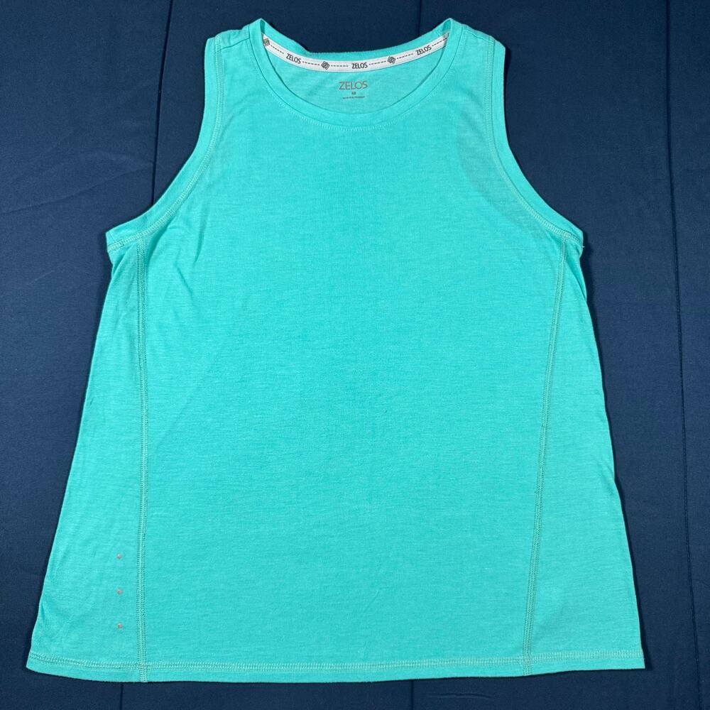 Zelos Womens Teal Athletic Tank Top Medium